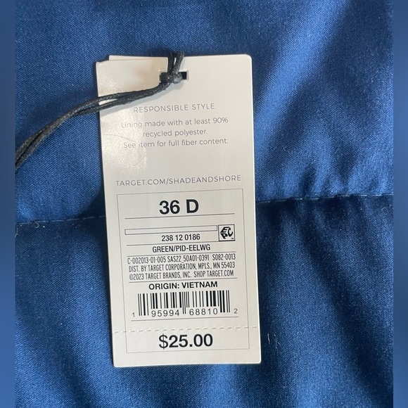 Shade & Shore Women's Lightly Lined Ruffle Bikini Top Green Size 36D - Picture 4 of 6